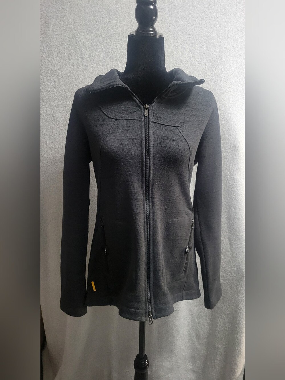 Lole Large Saffron Textured Knit Fleece Jacket Mid-Layer Charcoal